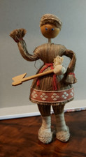 Vintage Folklorepuppe , Stroh / Holz ca 15 cm #03