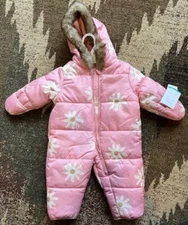 Carter's Girls One Piece Snowsuit Pink Floral - Size 9M -New with Tags