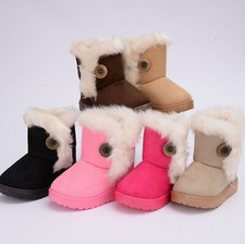 Image of Kids Winter Warm Ankle Snow Boots Boys Girls Pull On Fur Lined Toddlers Shoes