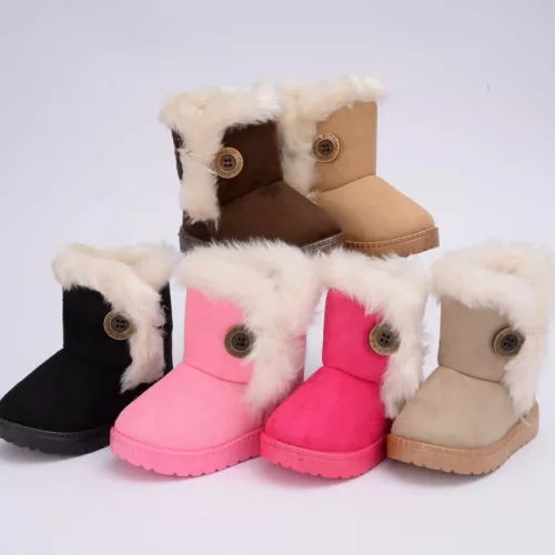 Kids Winter Warm Ankle Snow Boots Boys Girls Pull On Fur Lined Toddlers Shoes - Picture 1 of 20
