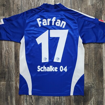 2008 Adidas Schalke 04 Home Soccer Jersey Jefferson Farfan Kids L