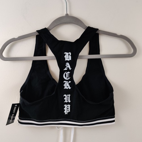 Hot Topic Black & White Racer back Bralette *Back UP* size Medium - Picture 2 of 6