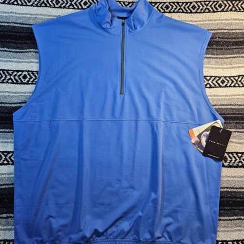 Dunning Mens Performance Golf Vest Size XXL 1/4 Zip Blue New
