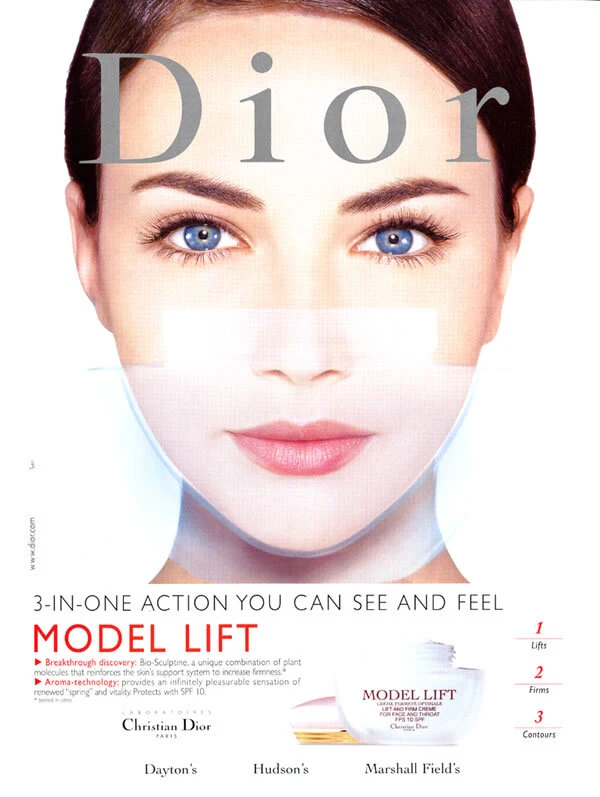 2001 Dior model lift skincare 1 page MAGAZINE AD