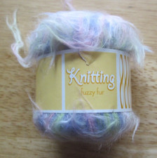 Knitting Fuzzy Fur 100 Nylon Yarn  Mulit-Color Pastels  65 yards