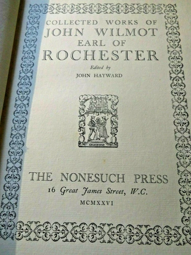 Collected Works of John Wilmot Earl of Rochester 1926 No ?/975