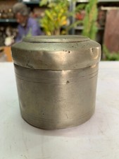 Ancienne boîte à ustensiles de cuisine ronde en argent fait main allemande fabriquée en Allemagne