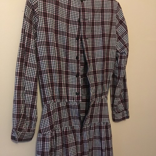 Vestido de Colección Lanz Original a Cuadros Franela Midi S M EE. UU. Cuello Extraíble Arco - Imagen 6 de 8