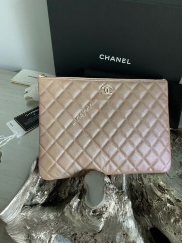Authentic Chanel Double Zip Clutch with Chain Caviar Beige Authentic Chanel Double Zip Clutch with Chain Caviar Beige