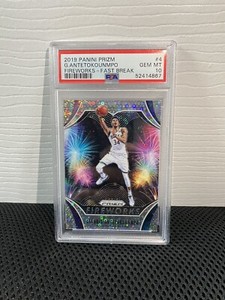Giannis Antetokounmpo 2019 Panini Prizm Fireworks *Fast Break* #4 PSA 10