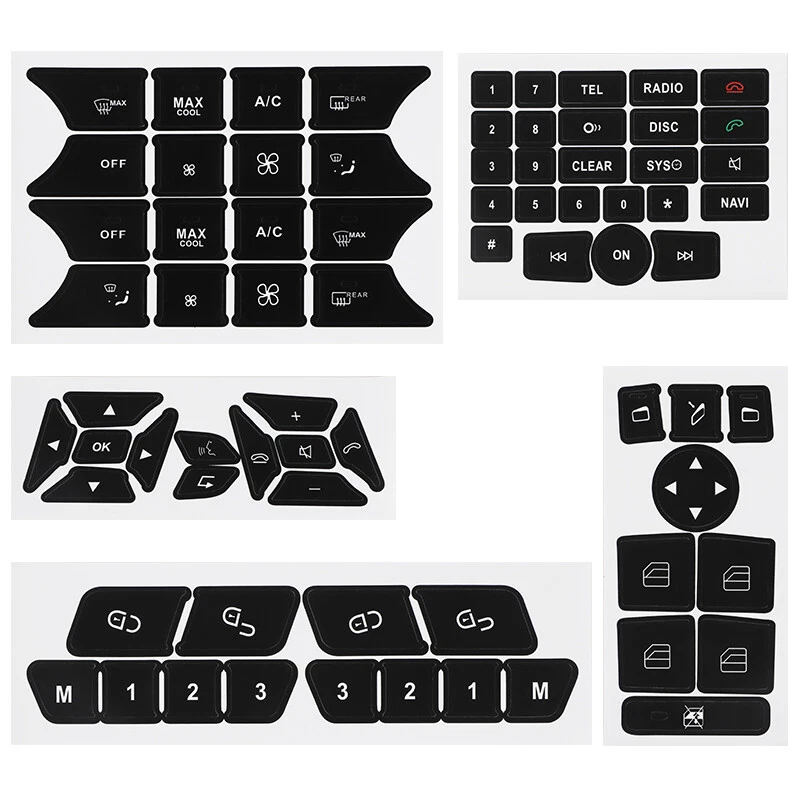 Button Repair Kit Window Switch Sticker For Mercedes Benz A B ML350 E350 2010-14 - Image 3 of 4