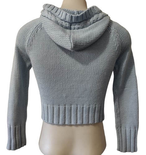 Arizona Hooded Sweater Youth Girls Large Full Zip Pockets Cable Knit Ribbed Blue - Picture 12 of 17