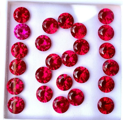 20 Pcs Natural Mogok Red Ruby Round 7.00 MM Certified Flawless Loose Gemstone