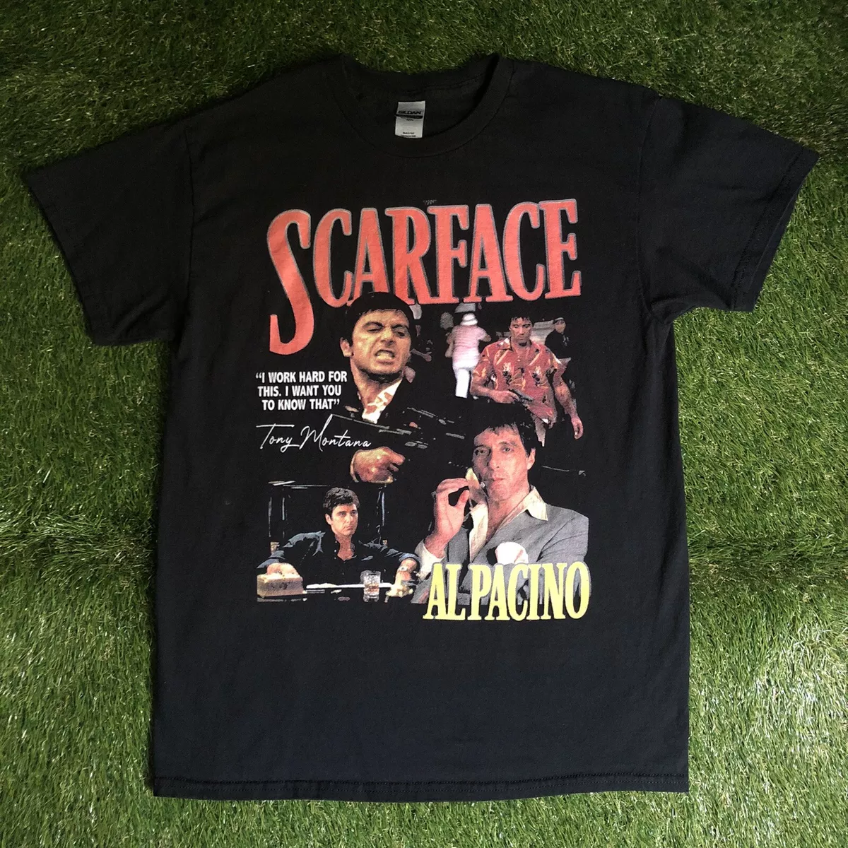 Gildan Scarface Al Pacino Bootleg Style Black Short Sleeve T-Shirt Medium