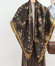 Sallys 100 Mulberry Silk Wrap Shawl apricot blossom Print Square Scarf 43"new