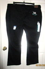 NEW NWT 26W PETITE Lee Regular Fit Mid-Rise BOOTCUT Jeans Deep Dyed BLACK