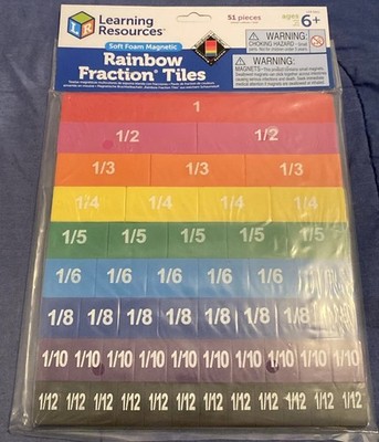 Learning Resources Rainbow Fraction Tiles - 51 Piece Magnetic Set NEW!