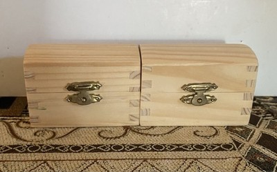 2 Small Wooden Chest W/ Domed Lid , Clasp . 3 x2 x2.5  Ready To Decorate