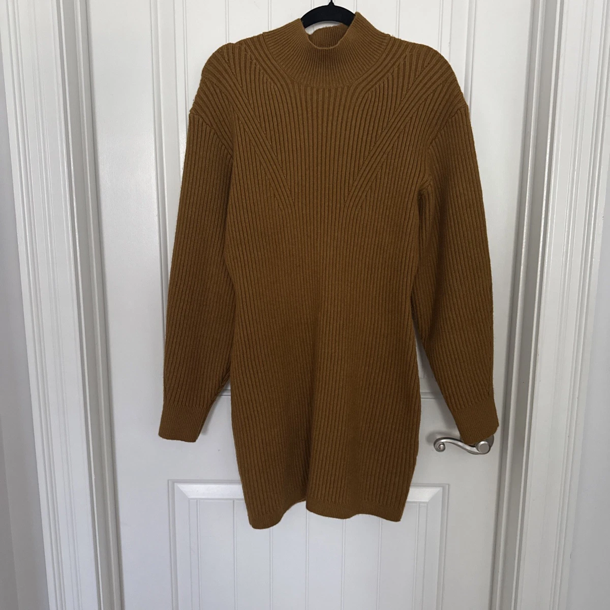 h and m long sweater dress Turtleneck Sweater Logo Tape Ribbed Knit Dress Rib Knit H And M Polo Neck Jumper Knee High Turtleneck Sweater