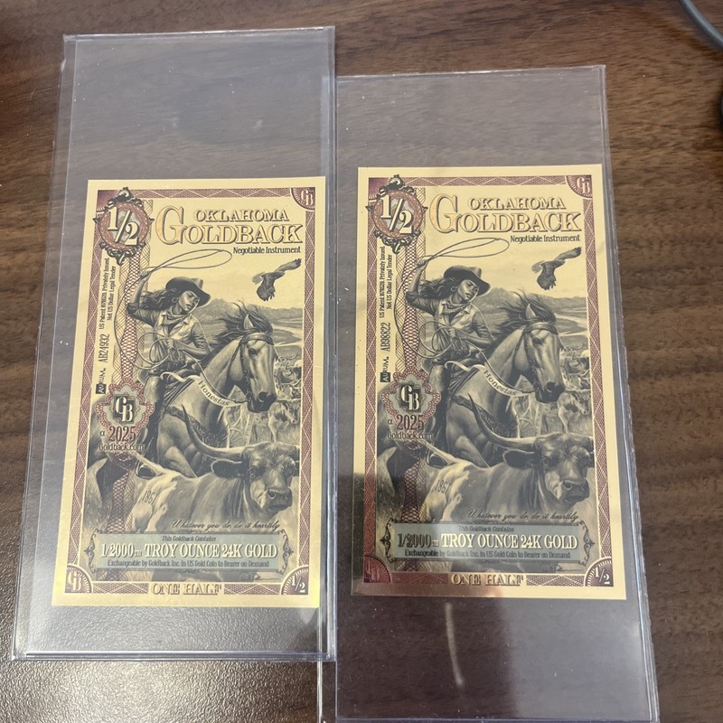 1/2 Oklahoma Goldback Lot Of 2
