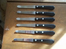 Vtg Grapefruit Knife Stainless Serrated Curved Blade Double Sided- set of 6