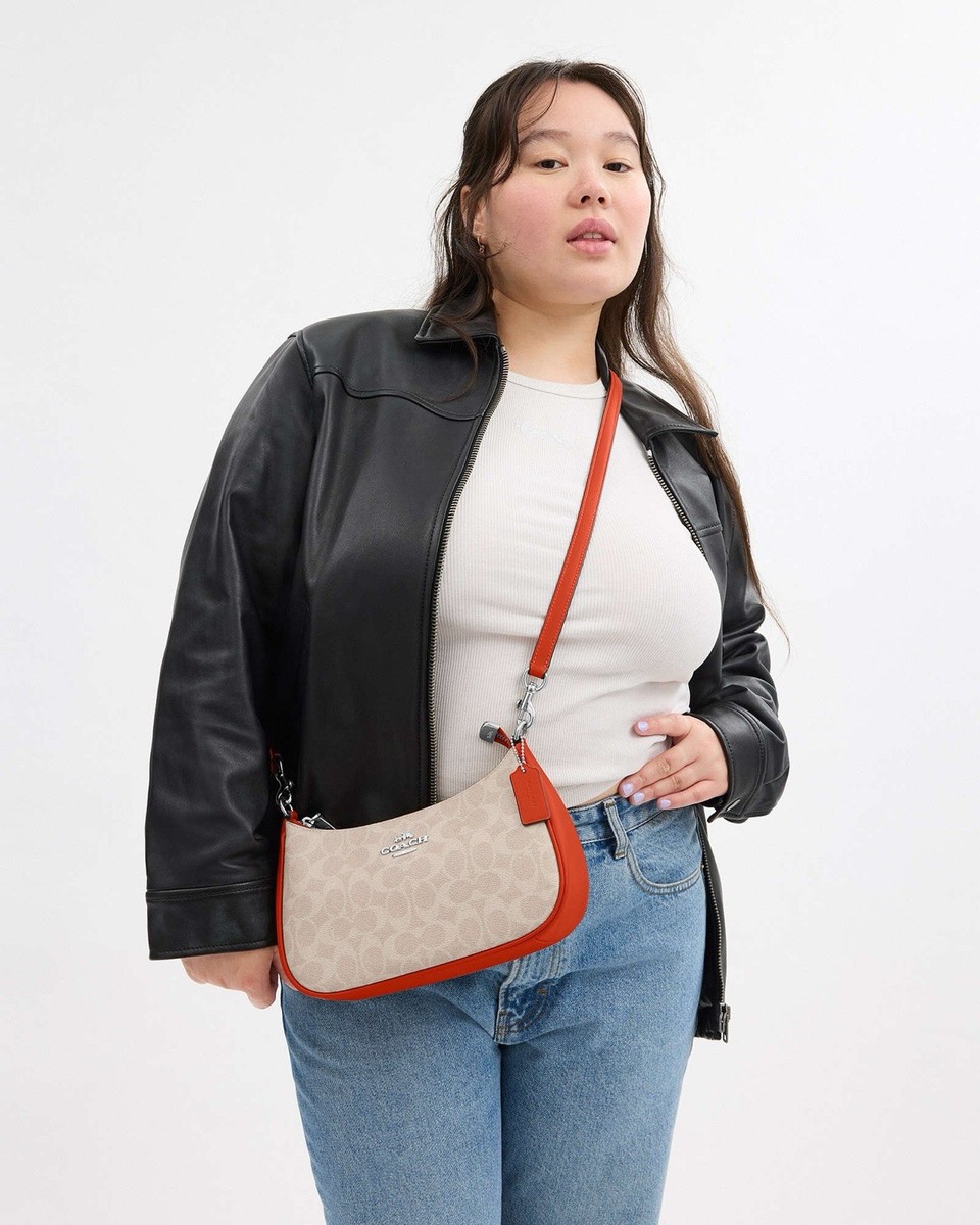 Coach Teri Shoulder Bag - Sand / Deep Orange for sale online | eBay