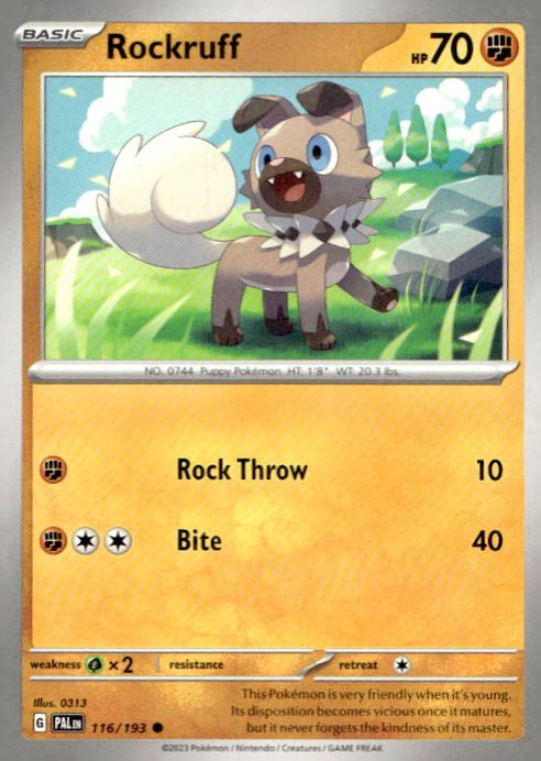 Rockruff 116/193 Common Regular SV02: Paldea Evolved NM