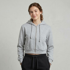 John Galt Brandy Melville Heather Grey Crystal Hoodie Cropped Sweatshirt in OS