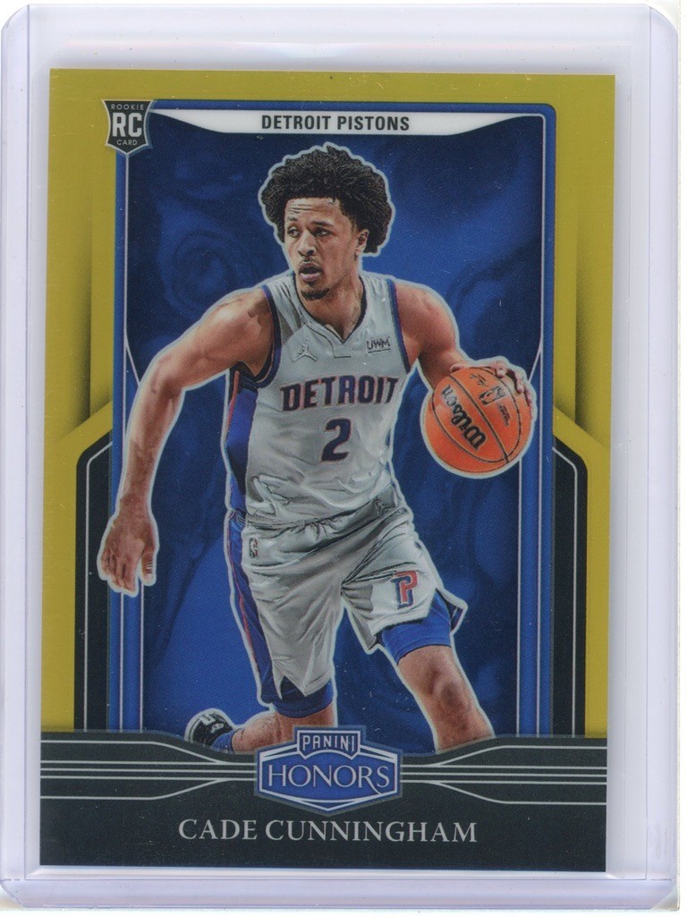 2021 PANINI HONORS CADE CUNNINGHAM GOLD PRIZM ROOKIE 2/10 JERSEY #