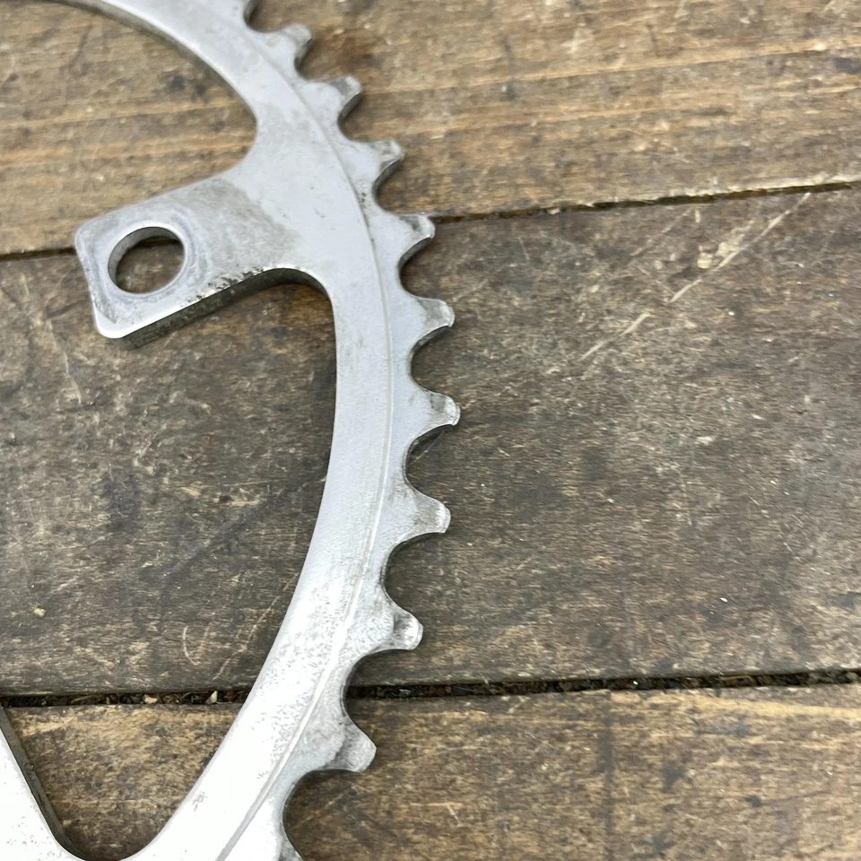 Plato vintage Sugino 44T 5 pernos 119 BCD plata aluminio hecho en Japón BMX Foto 3 de 4