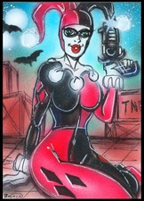 DC HARLEY QUINN Original Sketch Card Painting by Bianca Thompson