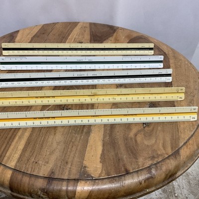 Lot of 5 Triangular Architect Rulers -Engine Divided , Pickett,
