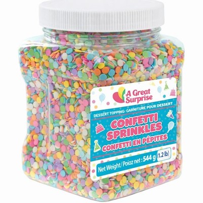 Confetti Sprinkles 1.2 lb Bulk Pastel Rainbow Flat Round Jimmies Baking Sprinkle