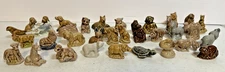36 Wade England whimsies figurines lot vintage red rose tea hippo raccoon lemur