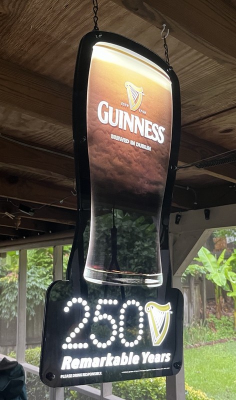 Guinness Rare Vintage collectible Anniversary double-sided lighted sign.  