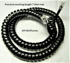 Black 12Ft Handset Cord for GE/Thomson Phone Pro Series 2 or 3 Line Curly
