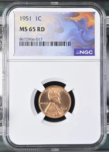 1951 P Lincoln Wheat Cent MS 65 RD NGC