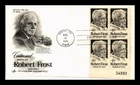 US COVER ROBERT FROST AMERICAN POET FIRST DAY ISSUE PLATE BLOCK ARTCRAFT