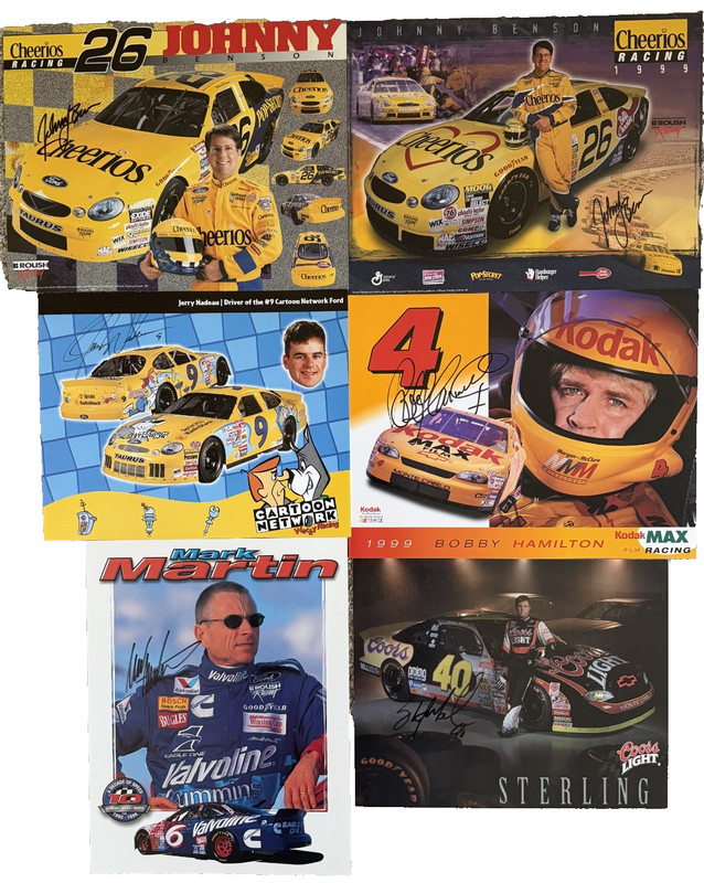 5 AUTOGRAPHED Assorted NASCAR hero cards