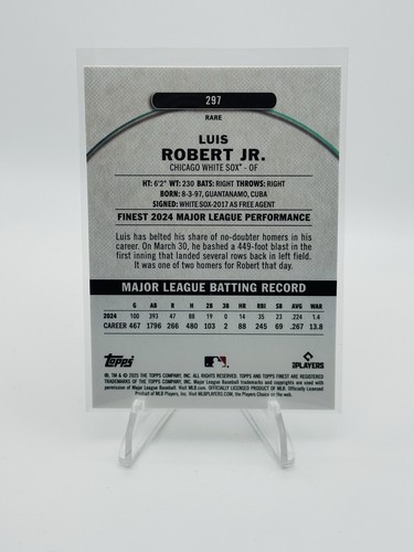 2025 Topps Finest Luis Robert Jr. Rare #297 White Sox - Picture 2 of 2