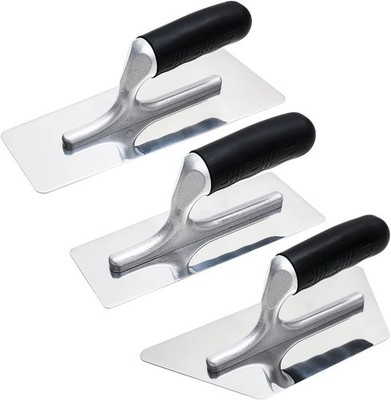 Plaster Finishing Trowel Set 3 PC Polished Stainless Steel with Rubber Handle