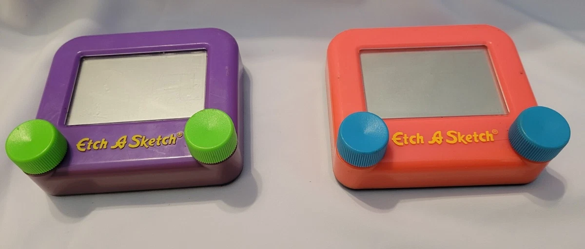 Etch A Sketch Mini Travel Pocket Size Purple And Pink Ohio Art Lot Of 2