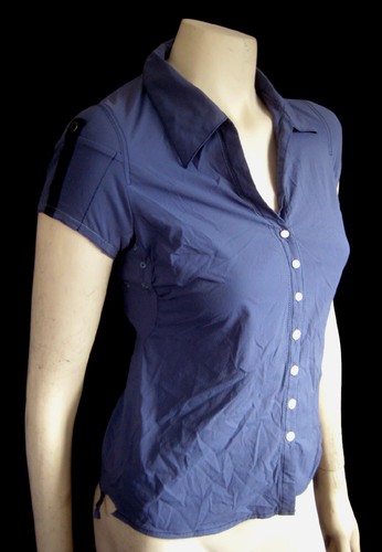 MOUNTAIN HARDWEAR Blue Scenic Route Shirt Top Button Down Hiking Travel - Picture 3 of 4