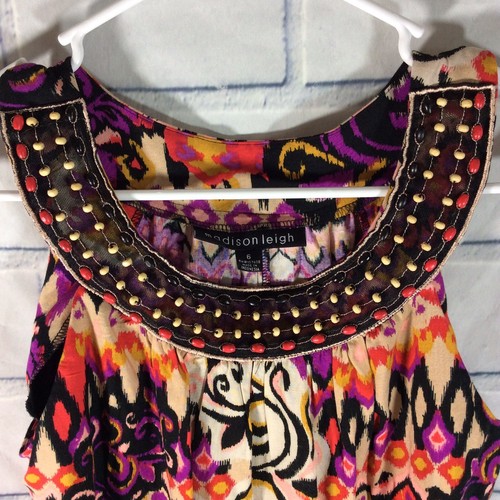 Vestido sin mangas Madison Leigh 6 púrpura negro usado en excelente estado (H32) - Imagen 6 de 6