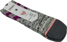 Stance Kids Grey Purple Crew Cotton Light Cushion Stripe Classic Socks S 7-10