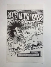 Subhumans multi-death MDC Dicks Tourists Punk Flyer New Regime Red Scare 