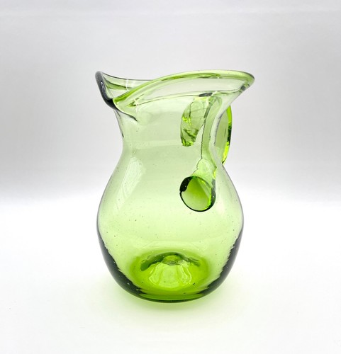 Hand Blown Translucent Green 7” Pitcher - Picture 3 of 9