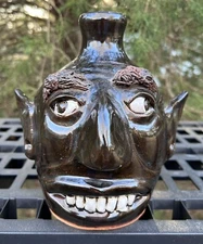 Vintage southern folk art Face Jug-Titus and Euple Riley-Peppertown, Mississippi