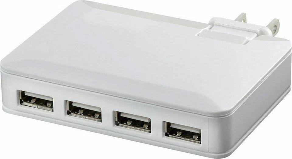 Новый Insignia 4 порта USB путешествий настенное зарядное устройство 4.2A 21 Вт белый складной штепсельная вилка тонкий - Изображение 3 из 4