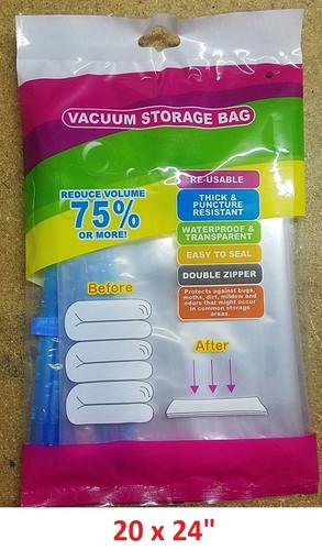 Vacuum Seal Storage Bag Clothes Reusable Double Zipper Waterproof - Picture 2 of 4